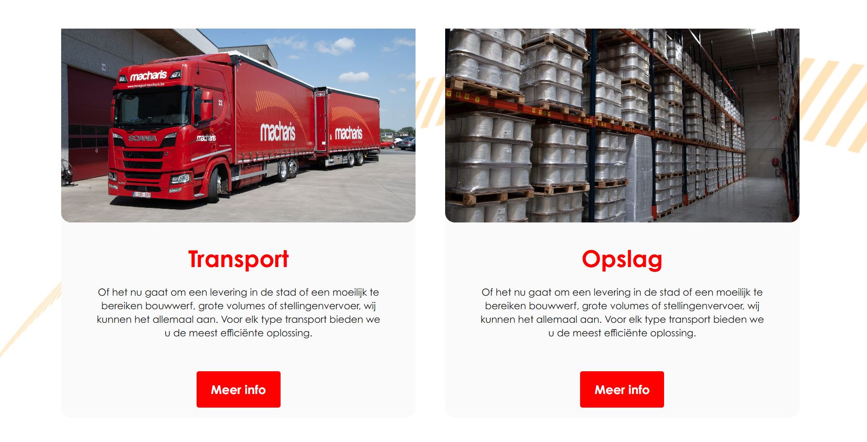 Transport Macharis – Home Website pagina met de trainingen op per jeugdploeg